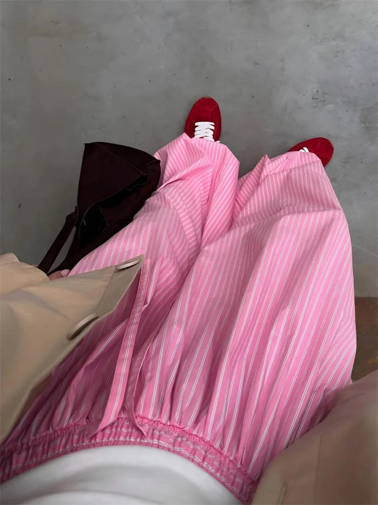 Tossy Striped Lace-Up Casual Women's Pants Patchwork Loose Streetwear Trousers High Waist Commute Clothes Female Bandage Pants