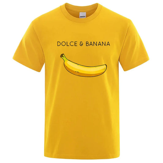 Summer Men T-shirt High Quality Cotton Blend Funny Banana Printing Loose O-neck Men Short Sleeve Casual For Male T-shirt Top Tee