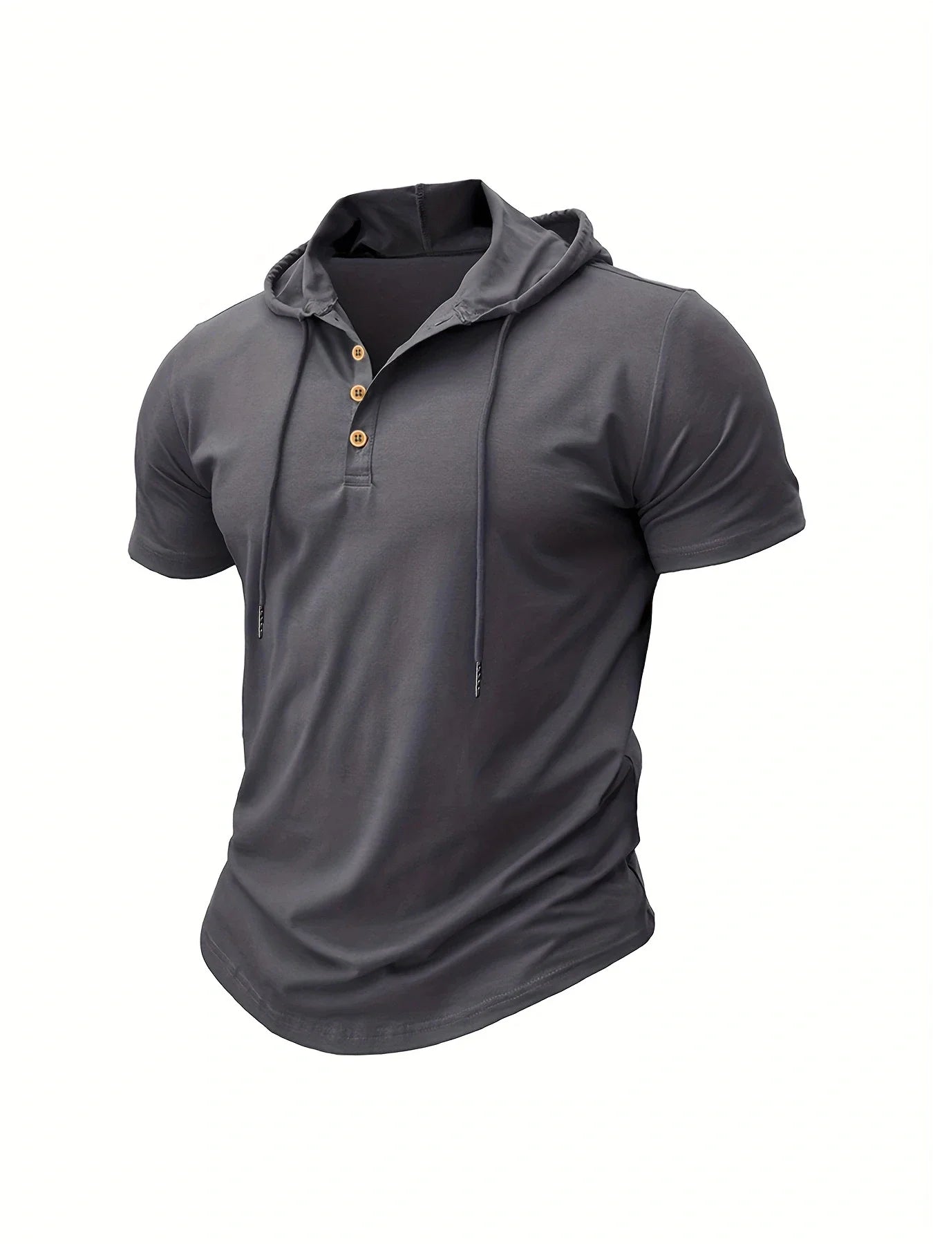 Men T Shirts Summer Slim Fitness Hooded Short-Sleeved Bodybuilding Quick Dry Tshirt Male Gym Clothes Breathable Sports Tops