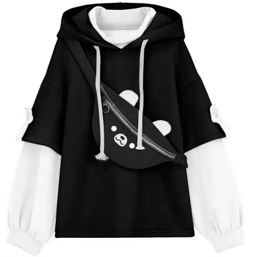 Y2K Clothes Cute bear backpack in spring and autumn fashion Hoodie Women's winter Harajuku loose casual street clothes Japanese