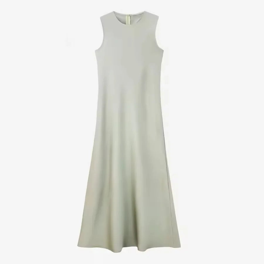 2025 Summer Women fashion Long Dress Elegance Satin Dress Knitted Top Match Set Maxi Floor Length Woman Casual Chic Clothes