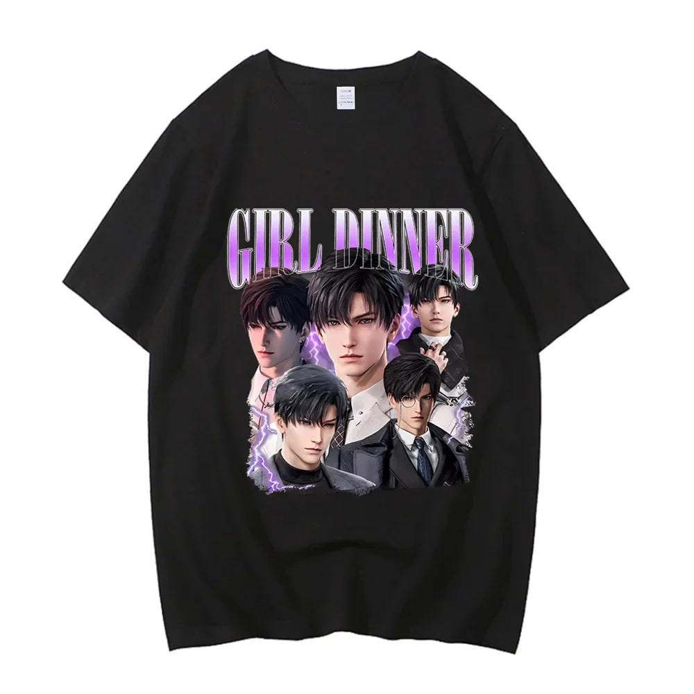 Girl Dinner Zayne Love and Deepspace T-Shirt Cute Tee Shirt Short Sleeve T Shirt Gift Idea Women Clothes