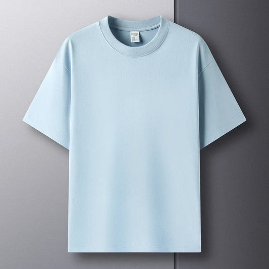 Summer 100% Pure Cotton Men's Short Sleeve Round Neck Fashionable Style Half Sleeved Top Breathable T Shirt Short Sleeve