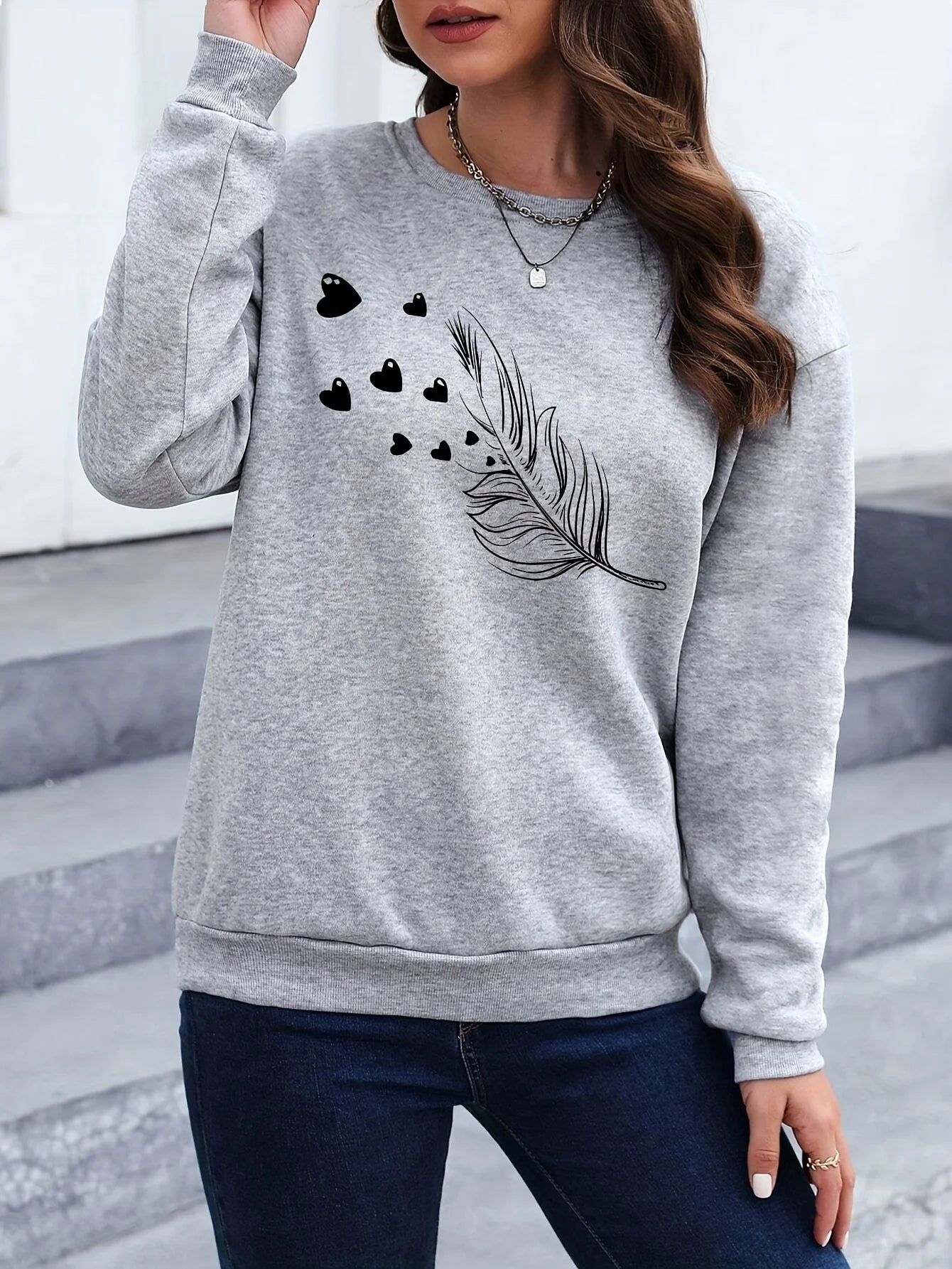Loose Sweatshirt Casual Long Sleeve Women Autumn and Winter Comfortable Pullover Crewneck Loose Female Clothes Graphic Y2K Top