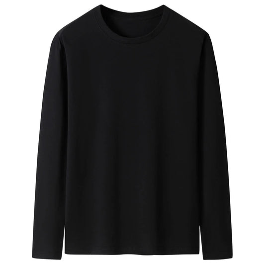 100% Cotton Long Sleeve T shirt For Men Solid Spring Casual Mens T-shirts High Quality Male Tops Classic Clothes Men's T-shirts