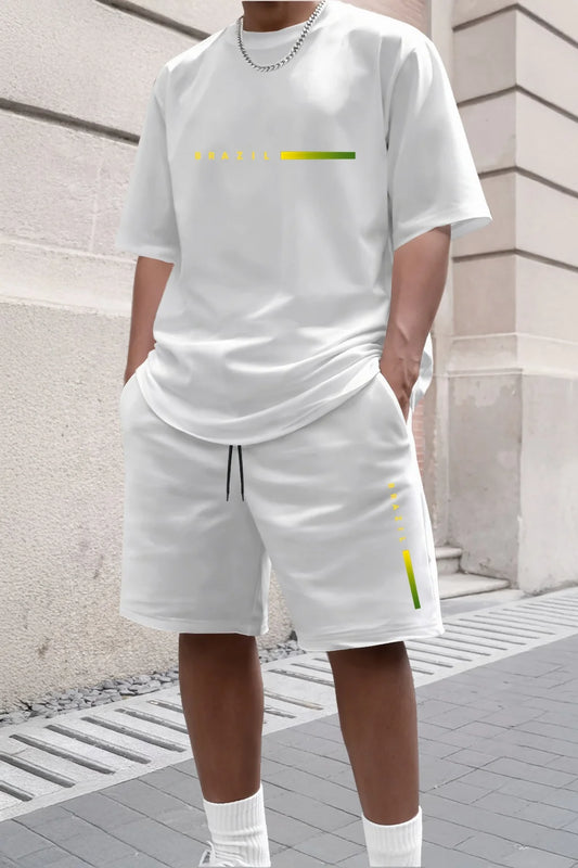 Men's Tracksuit 2 Piece O-neck Short Sleeve Shirt Shorts Set Men's Running Suit Plus Size T shirts Man Clothing Summer T-shirt