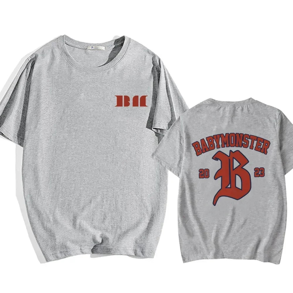 BABYMONSTER Kpop Band T-shirt Korean Fashion Summer Printing Tee-shirt Short Sleeve Comfortable Tshirts Womens Clothes