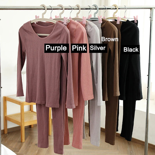 1 Set Warm Thermal Underwear Sexy Ladies Intimates Long Johns Women Shaped Sets Female Middle Collar Thermal Shaping Clothes