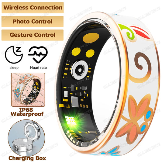 New Enamels Craftsmanship Smart Ring for Women Sleep Monitor Blood Oxygen Measurement SmartRing Blood Pressure Multi-sport Modes