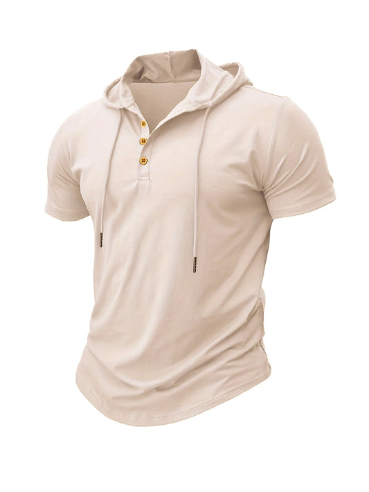 Men T Shirts Summer Slim Fitness Hooded Short-Sleeved Bodybuilding Quick Dry Tshirt Male Gym Clothes Breathable Sports Tops