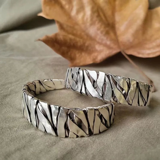 Retro C-shaped Braided Alloy Men Bracelet Silver Color Simple Cuff Bracelet Fashion Jewelry Accessory