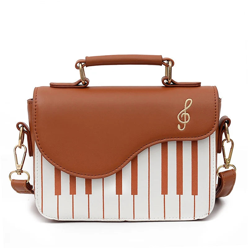 Korean Piano Design Women's Shoulder Bag PU Leather Messenger Handbag Fashion Crossbody with Coin Pocket