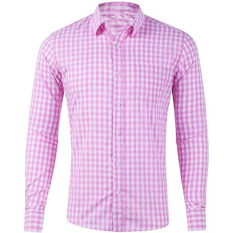 Men's Long Sleeve Shirt Casual Plaid Color Summer 3D Printed Lapel Shirt Summer New Fashion Casual Men's Clothing Unisex Tops
