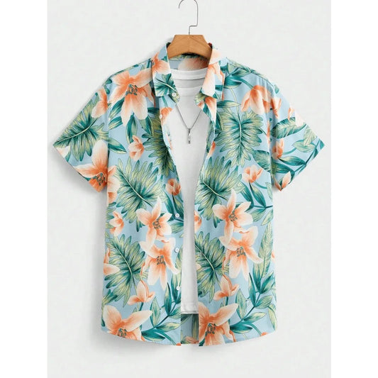 Hawaiian Shirt Man Print Casual Thin Beach Slim Fashion Shirt High Quality Luxury Black Social Vintage Funny Oversized Clothes