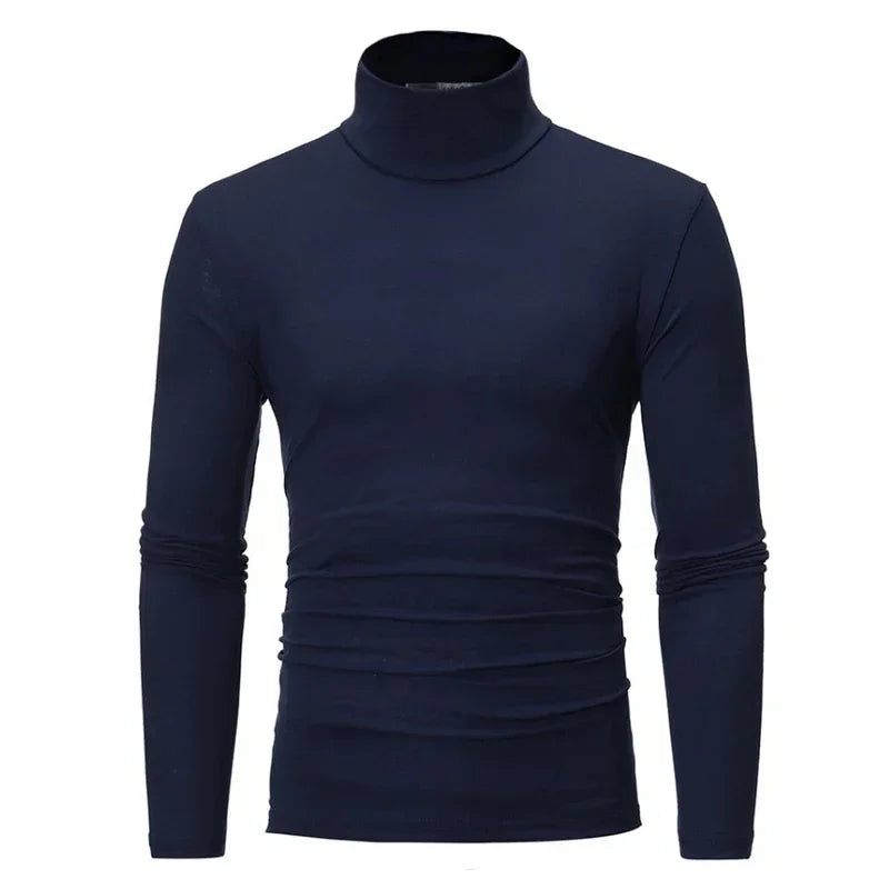 Spring Autumn Thin Men Pullovers Sweaters Turtleneck Knitted Sweater for Men Warm Clothing Male Sweaters Full Black White Tops