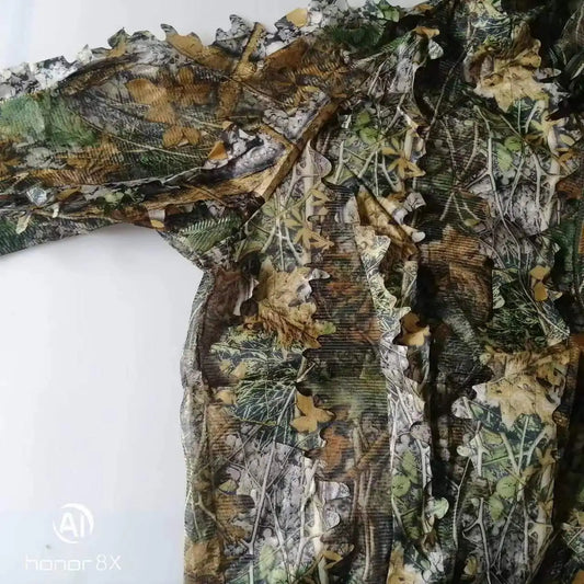 Men Women Outdoor Ghillie Suit Camouflage Clothes Jungle Suit CS Training Leaves Clothing Hunting Suit Pants Hooded Jacket
