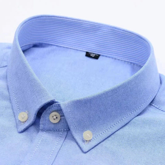 Men's 100% Cotton Shirt Long Sleeve Plaid Oxford Casual Solid Color Print Regular Fit Formal Dress Shirt Oversized 7XL 6XL 5XL