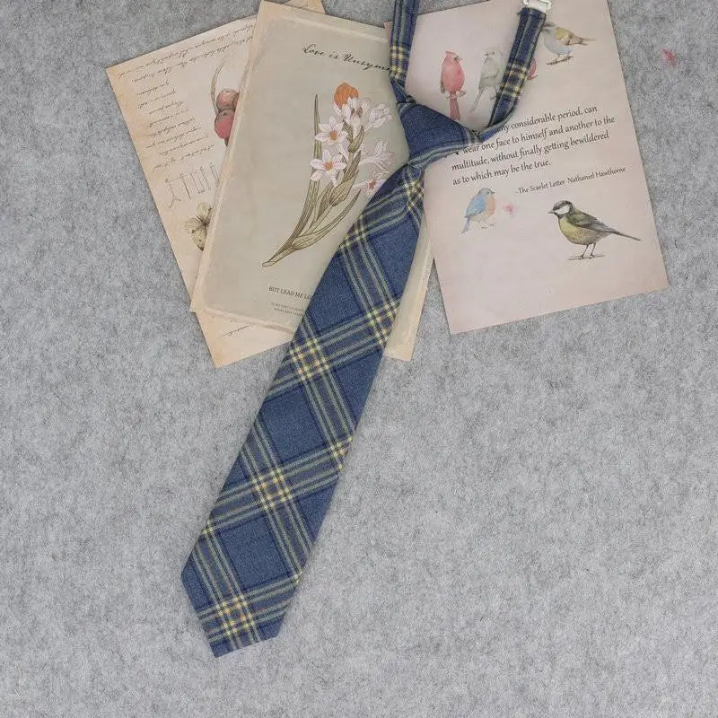Lazy JK Ties Women Plaid Neck Tie Girls Japanese Style for White Shirts Uniform Cute Necktie Plaid School Boys Ties Accessories