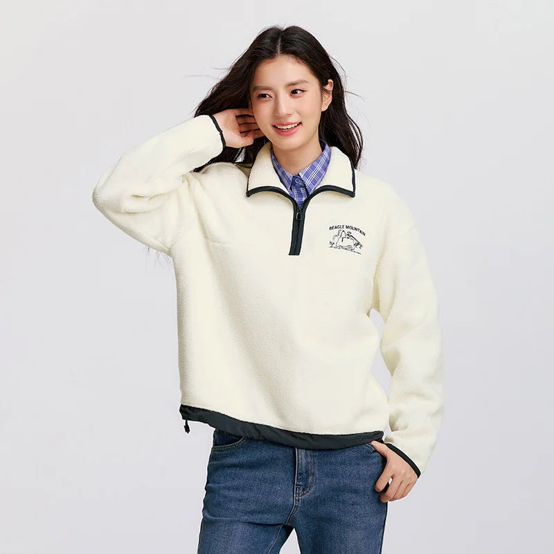 Semir Tops for Woman Fleece Warm Embroidered 2025 Winter Fall Clothes Sweatshirt Soft Fleece Warm Loose Fit Daily Wear 2025 New