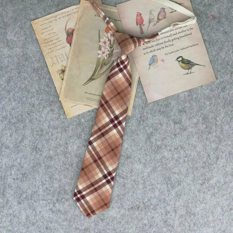 Lazy JK Ties Women Plaid Neck Tie Girls Japanese Style for White Shirts Uniform Cute Necktie Plaid School Boys Ties Accessories