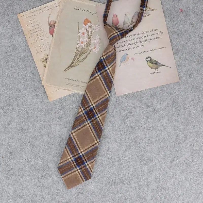 Lazy JK Ties Women Plaid Neck Tie Girls Japanese Style for White Shirts Uniform Cute Necktie Plaid School Boys Ties Accessories