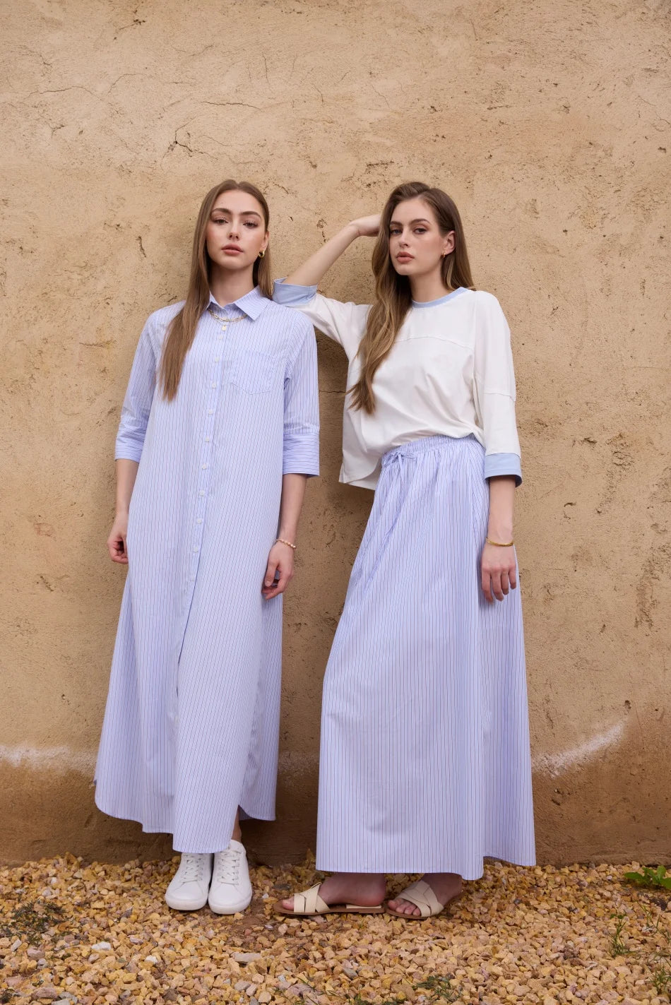 AS  SS26 Pinstripe shirt maxi dress  casual style 100% cotton woman clothes