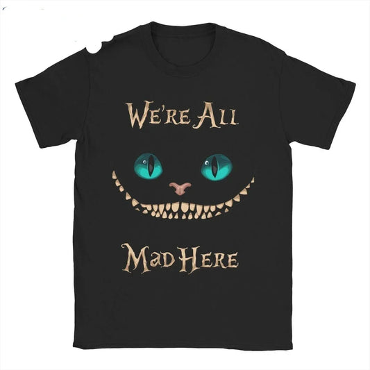 Women's Alice in Wonderland Cheshire Cat T Shirt Clothes Crazy Short Sleeve Crew Neck Tee Shirt Summer T-Shirt  Loose Y2k Top
