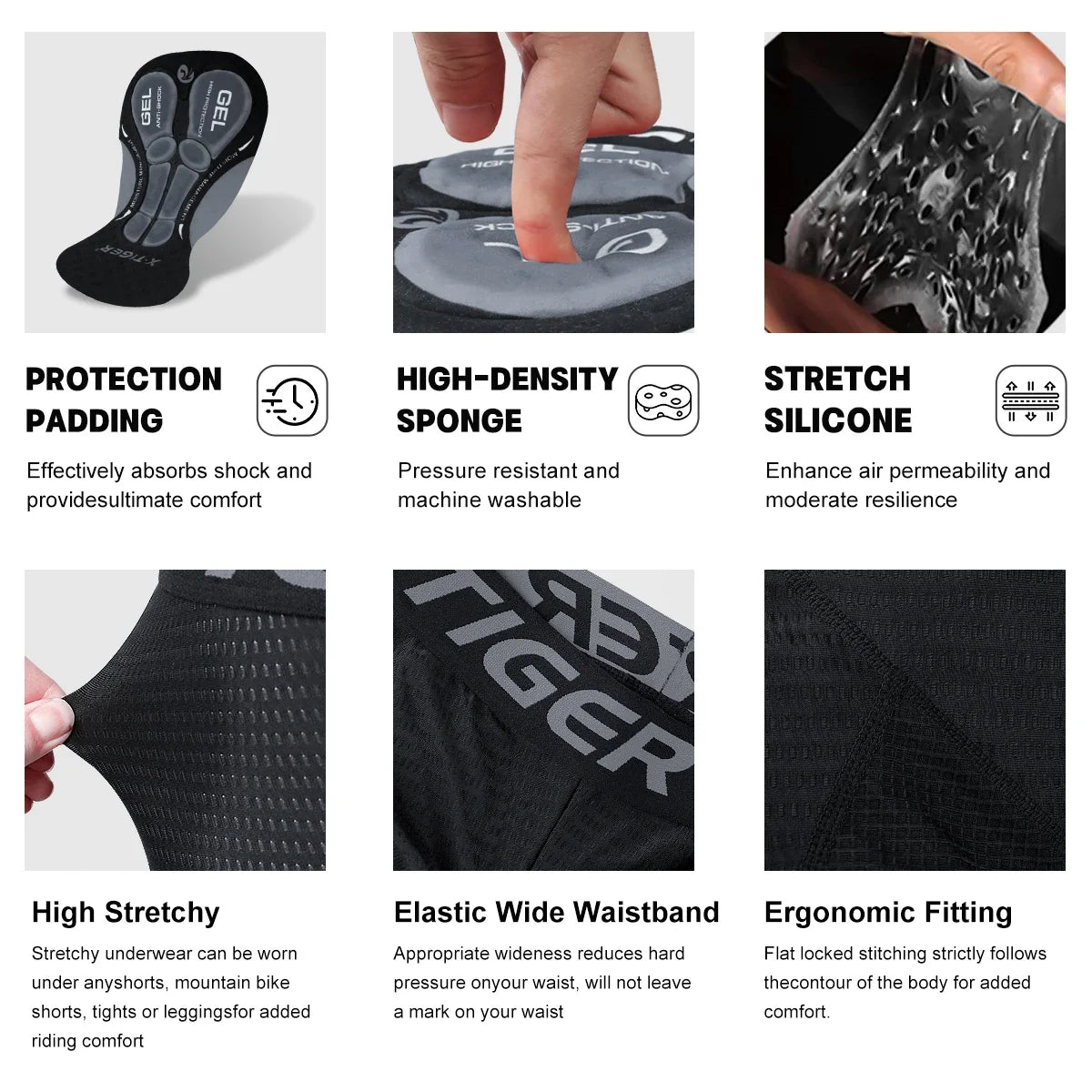 X-TIGER Breathable cycling shorts Pockets Gel padded Reflective Bicycle MTB underwear Sports Leisure Pants Cycling clothing