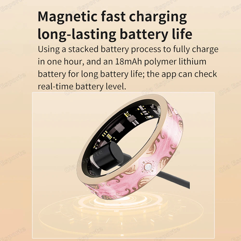 New Diamond Fashion Various Colors Available Women Smart Ring With Box Waterproof Lady ring Heart Rate Health Monitor Sport Ring