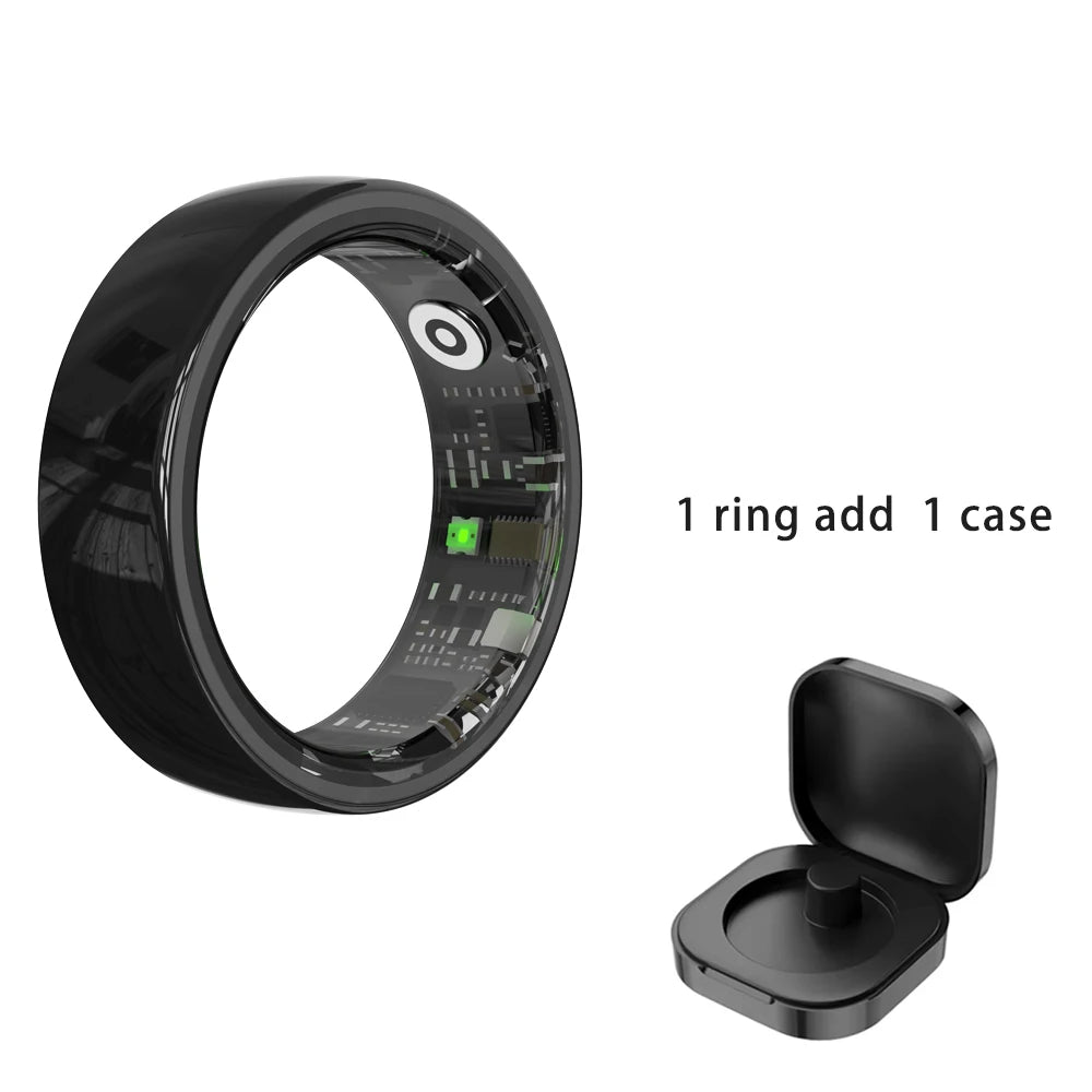 R12 Smart Ring with Charging Case ceramic ring Waterproof Women Health Ring Heart Rate Sleep Monitor Gesture Control SmartRing