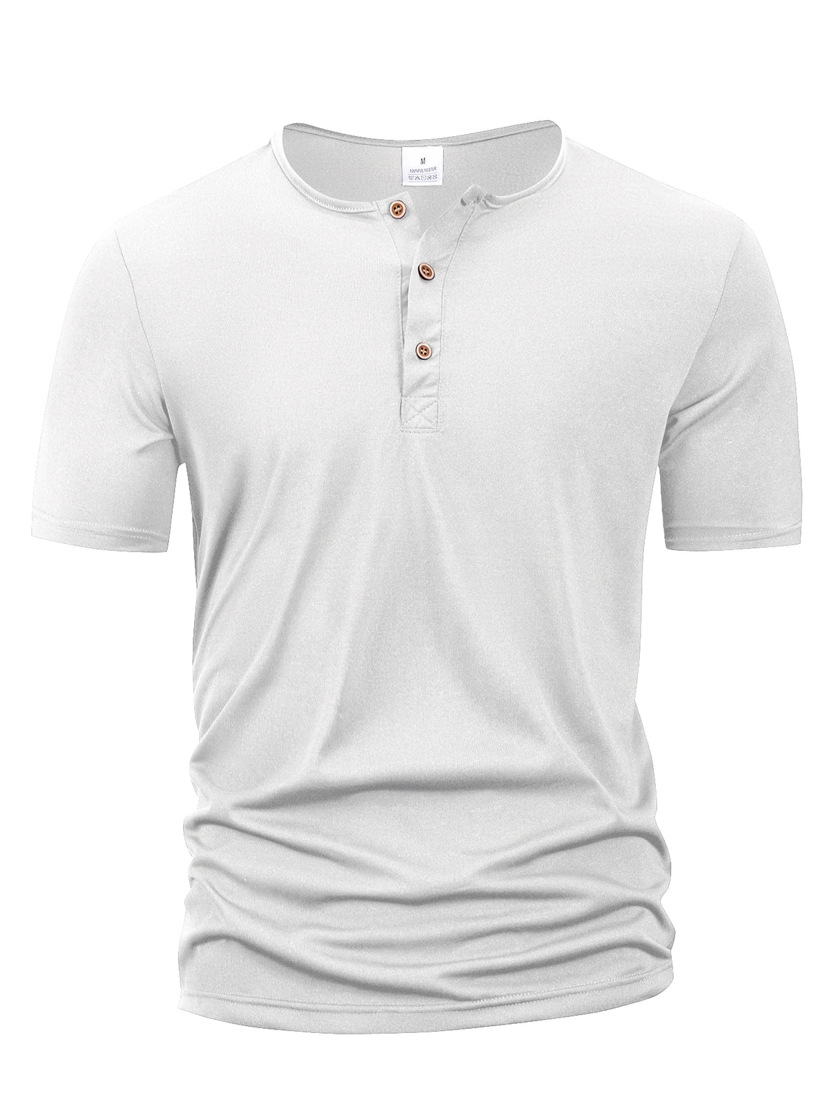 Summer Men Henley Collar T-shirts Button Slim Casual Male Solid Color Short Sleeve Men Sports T-shirt Polo shirt Tops