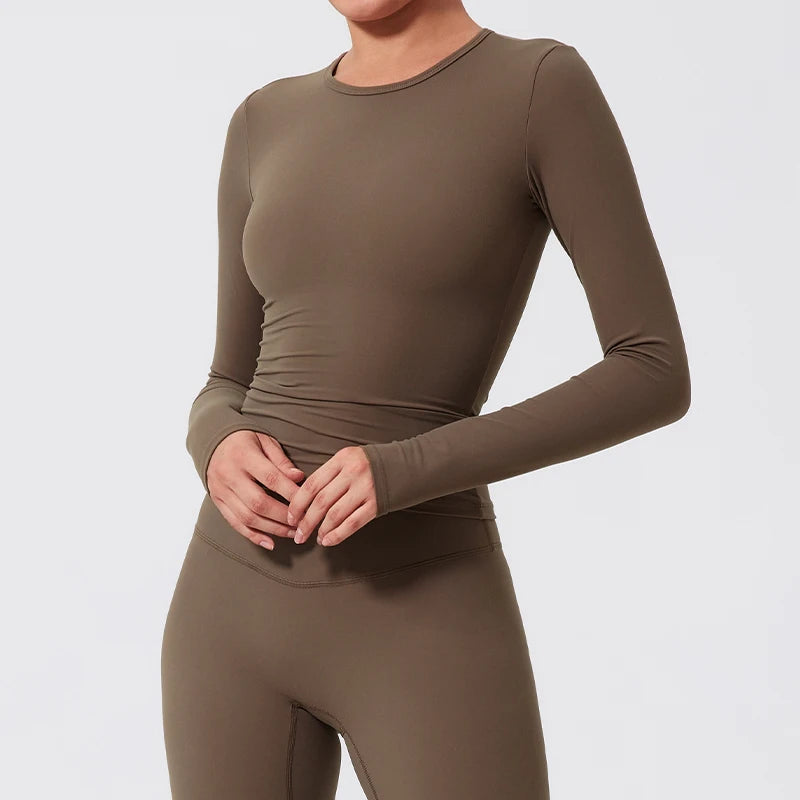 Autumn/Winter Sports Long Sleeved Shirts Women Casual Outdoor Top Gym Fitness Wear T-shirt  Yoga Shirt Push Up Workout Clothes