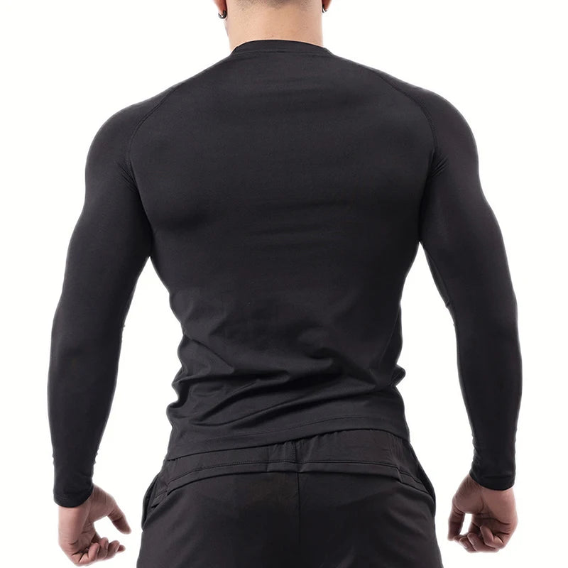 Bat Print Long Sleeve Compression Shirts for Men Gym Workout Running Tees Athletic Quick Dry Tshirts Tops Rash Guard Baselayers