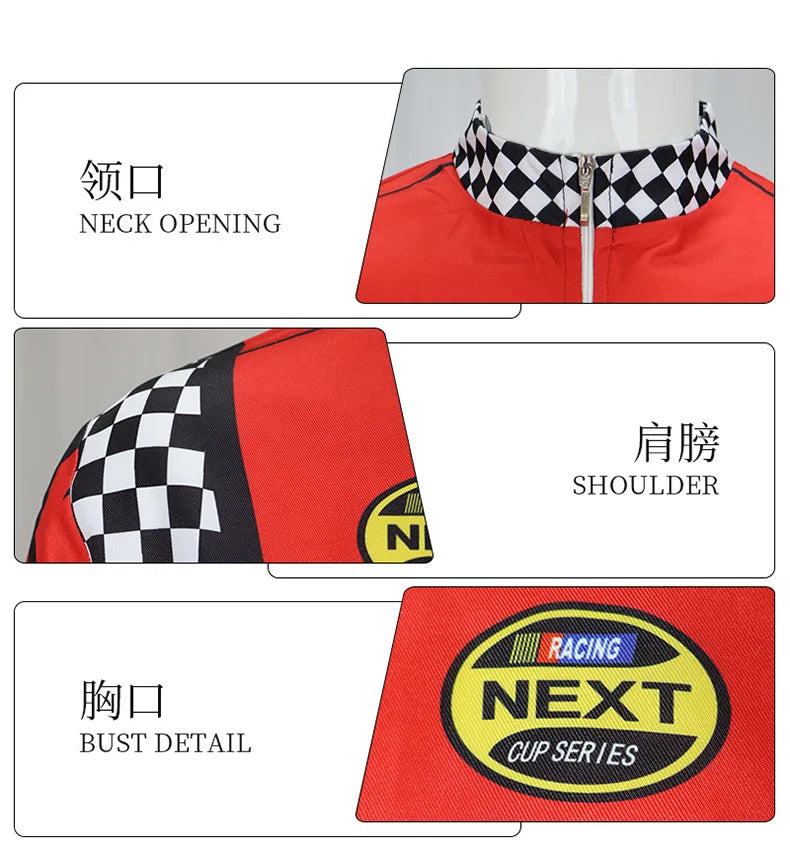 Adult Kids Racer Cosplay Costume Red Classic One-Piece Training Racing Uniform Suit Children Men Karting Jersey Clothing