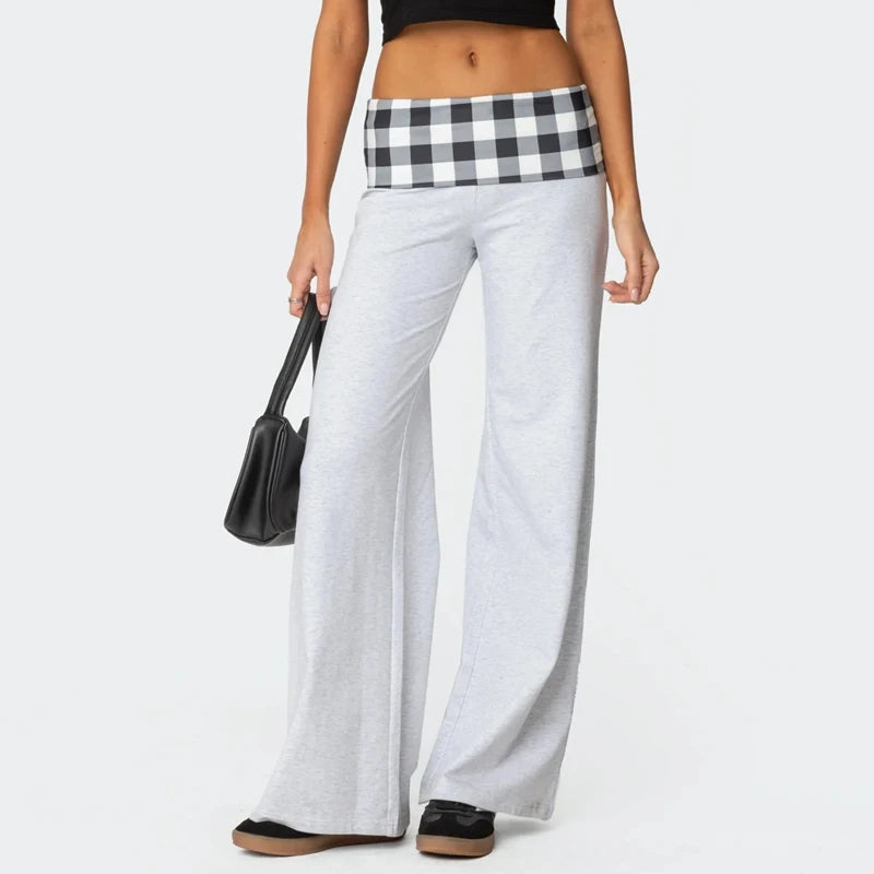 Casual Wide Leg Sweatpants for Women Fold Over Low Rise Flare Yoga Lounge Pants Back to School Clothes for Teen Girls Outfits