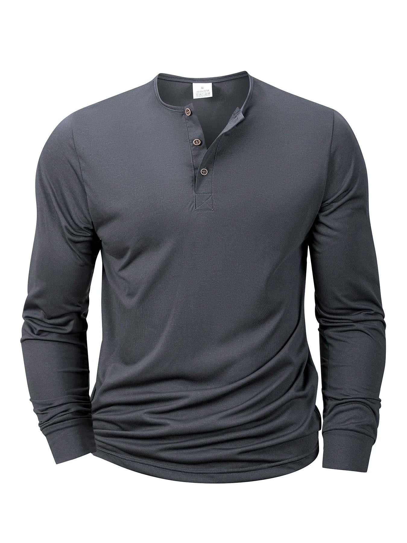 Men's T Shirt Autumn Button Long Sleeve Henley Neck T-Shirt Solid Color Casual Breathable Versatile Tops Fashion Slim T-Shirts
