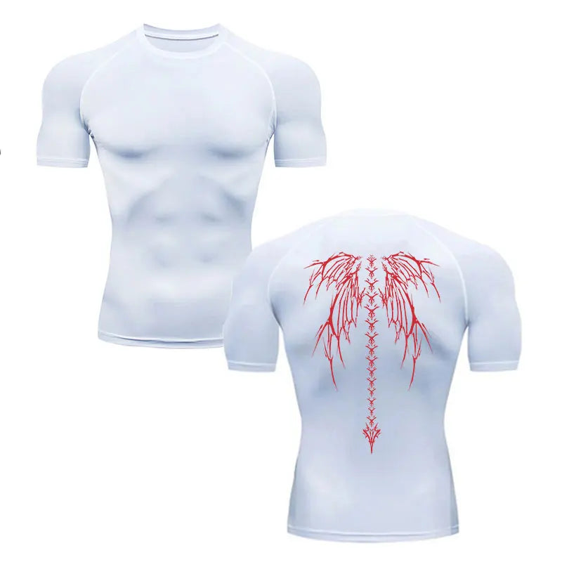 Y2K Compression Shirt Men Fitness Gym Skeleton Sport Running T-Shirt Rashgard Tops Tee Quick Dry Short Sleeve T-Shirt For Men