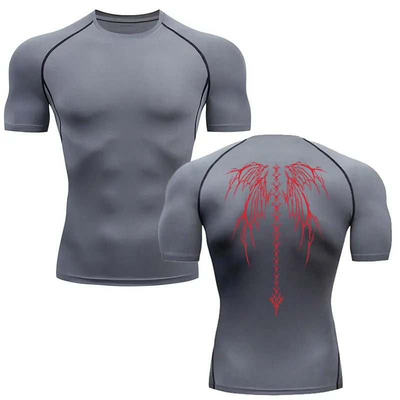 Y2K Compression Shirt Men Fitness Gym Skeleton Sport Running T-Shirt Rashgard Tops Tee Quick Dry Short Sleeve T-Shirt For Men