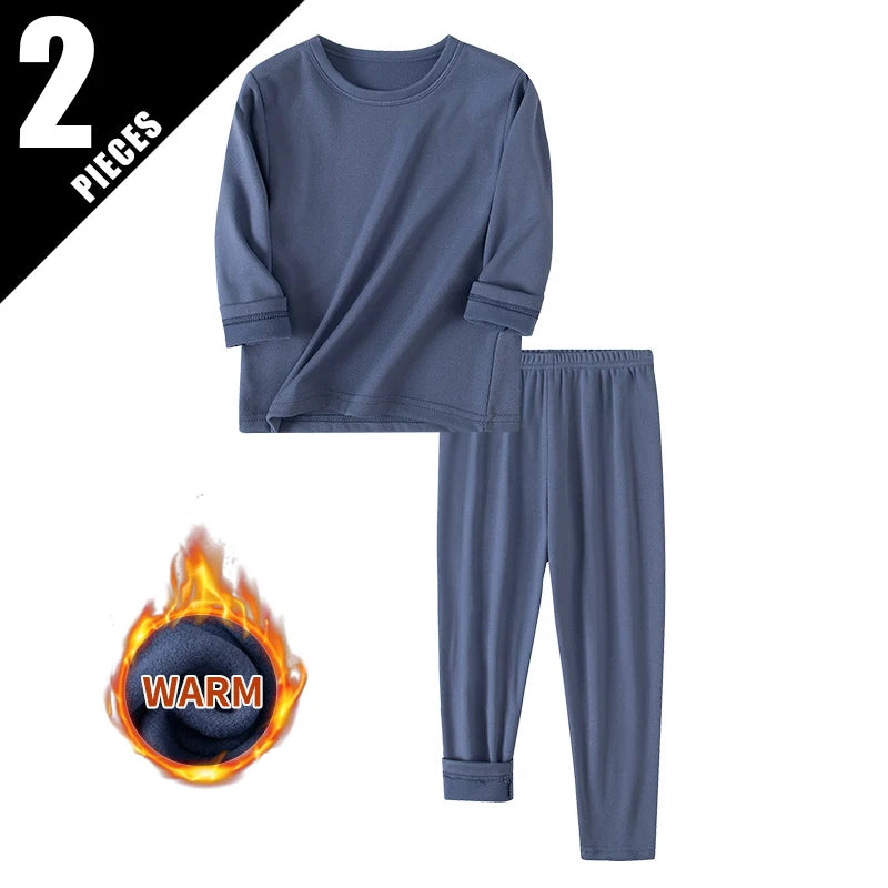 2piece Autumn And Winter Children's Solid Color Simple Multi Color Warm Underwear Set for Boys and Girls Fashion Home Base Shirt