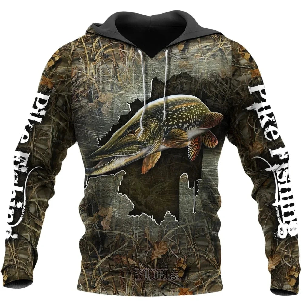 Animal Fisher Marlin Sweatshirts Man Tracksuit Fishing Camo Hoodies For Men Fashion Streetwear Harajuku Y2k 3D Print Pullovers