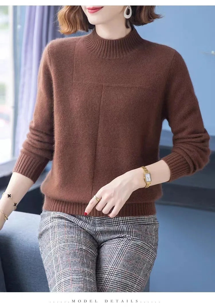 Pull Hiver Femme New Half High Collar Knitting Warm Sweater Clothes For Women Autumn Winter Wool Knitwears Bottoming Tops Female
