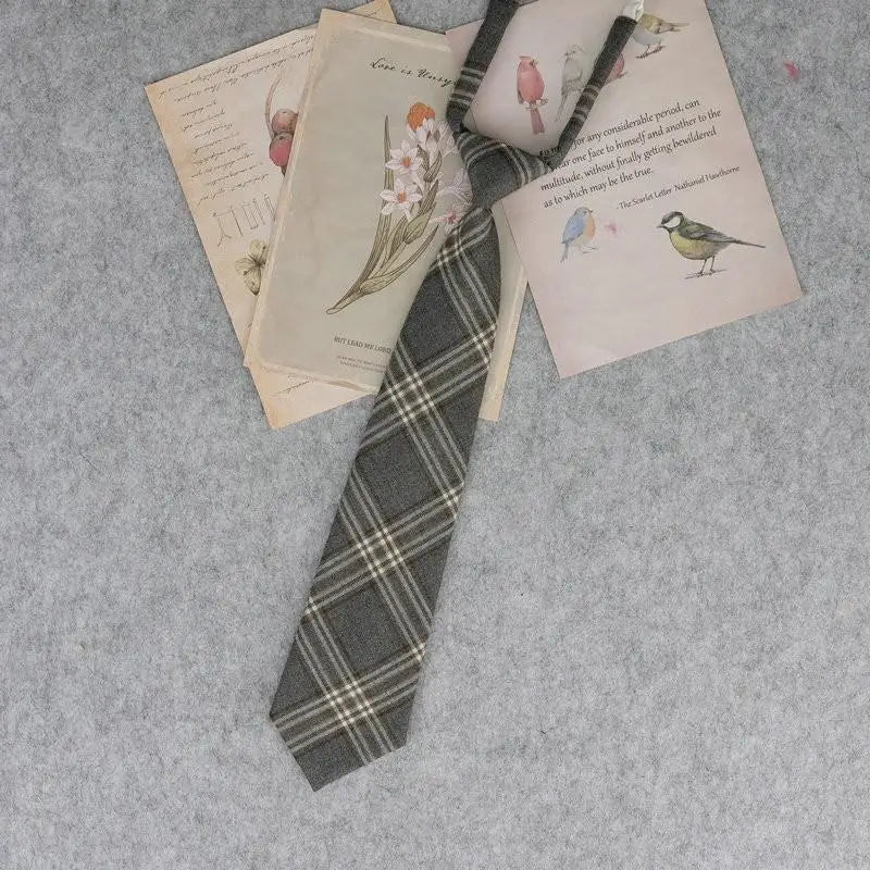 Lazy JK Ties Women Plaid Neck Tie Girls Japanese Style for White Shirts Uniform Cute Necktie Plaid School Boys Ties Accessories