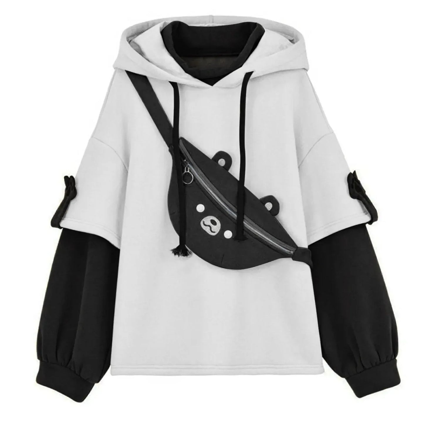Y2K Clothes Cute bear backpack in spring and autumn  fashion Hoodie Women's winter Harajuku loose casual street clothes Japanese