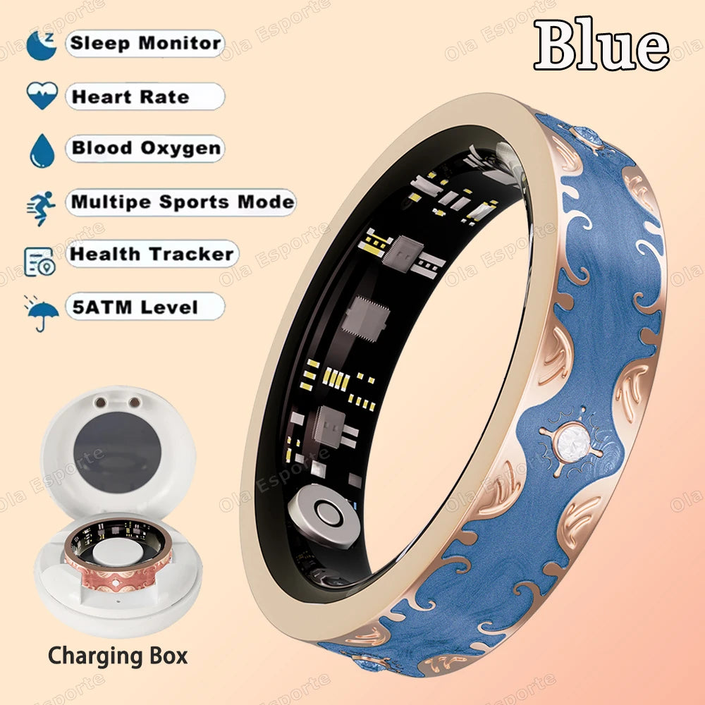 New Diamond Fashion Various Colors Available Women Smart Ring With Box Waterproof Lady ring Heart Rate Health Monitor Sport Ring