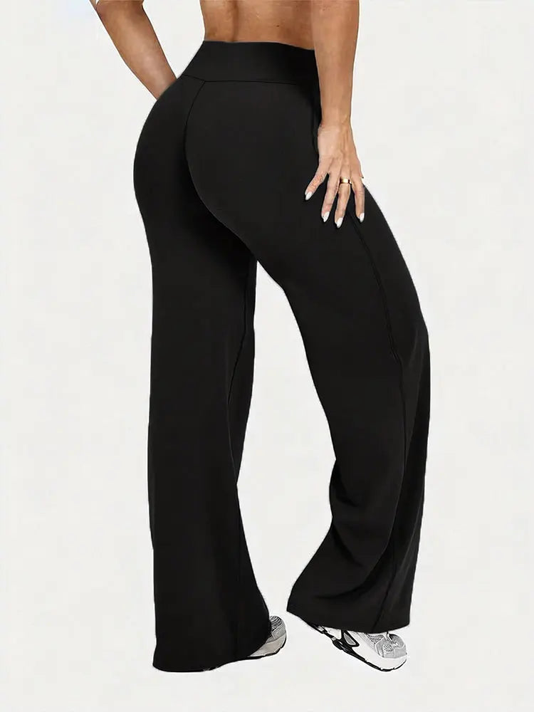 Women's Nude Feel Casual Straight Leg Pants Soft Slim Fit Wide Leg Yoga Trousers Running Gym Active Long Pants Plus Size Clothes