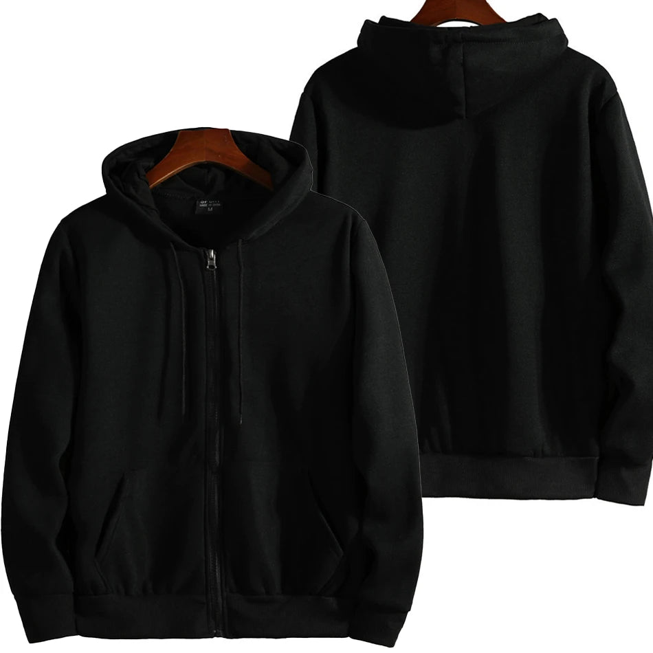 Fashion Zipper Hoodies Women/Men Fashion Long Sleeve Hooded Sweatshirt Casual Autumn Winter Sportwear Solid Clothes