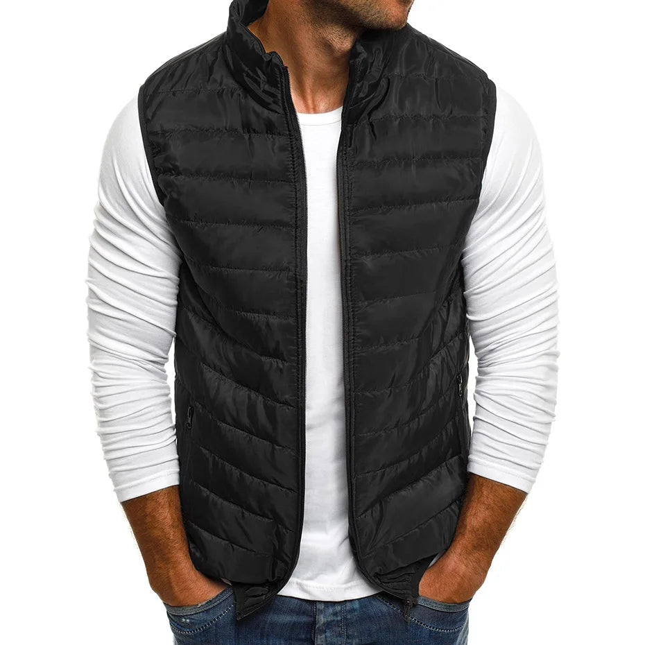 Men' Sleeveless Vest Jackets Winter Fashion Male Cotton-Padded Vest Coats Men Stand Collar Warm Waistcoats Clothing