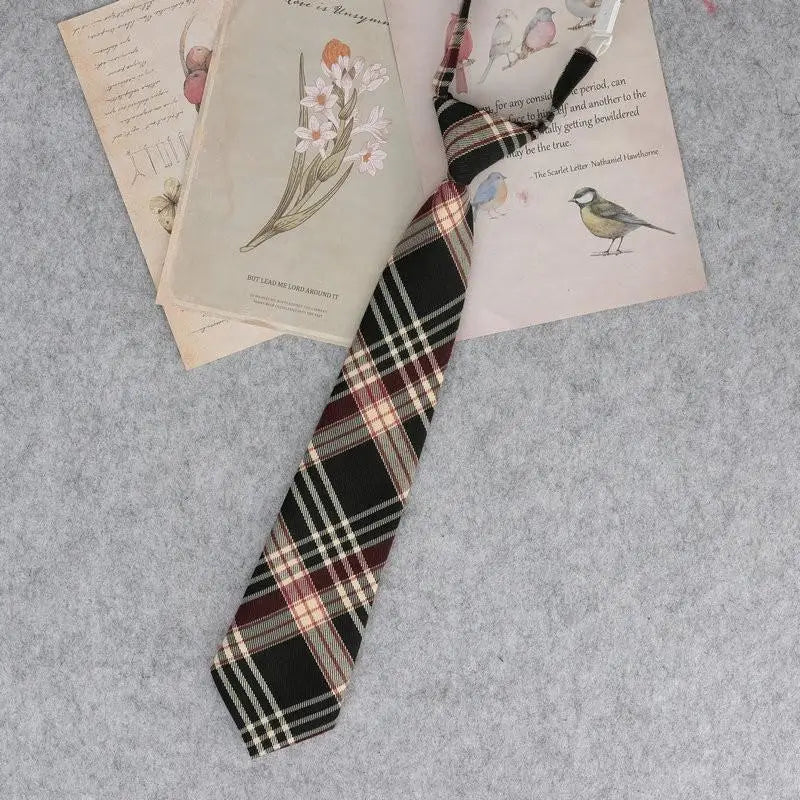 Lazy JK Ties Women Plaid Neck Tie Girls Japanese Style for White Shirts Uniform Cute Necktie Plaid School Boys Ties Accessories