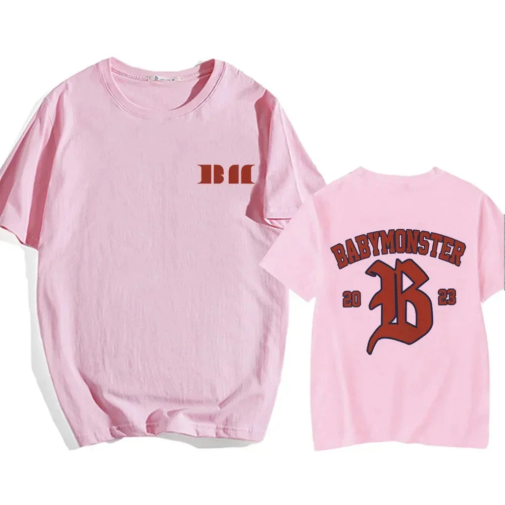 BABYMONSTER Kpop Band T-shirt Korean Fashion Summer Printing Tee-shirt Short Sleeve Comfortable Tshirts Womens Clothes