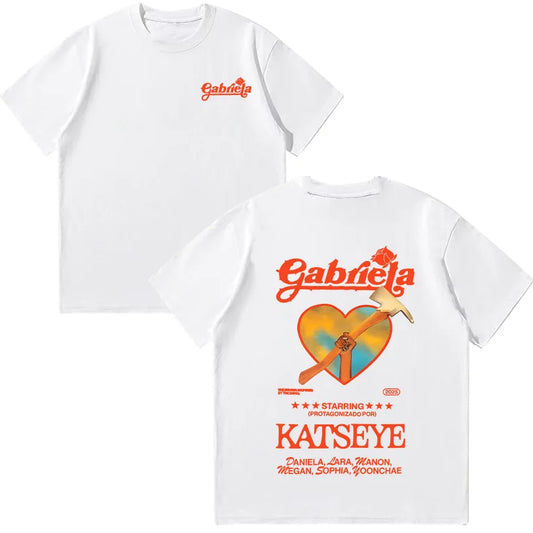 Top Fashion O-neck High Street Tshirt Clothes Katseye Gabriela Summer T Shirts Women Short Sleeve Aesthetic Clothes